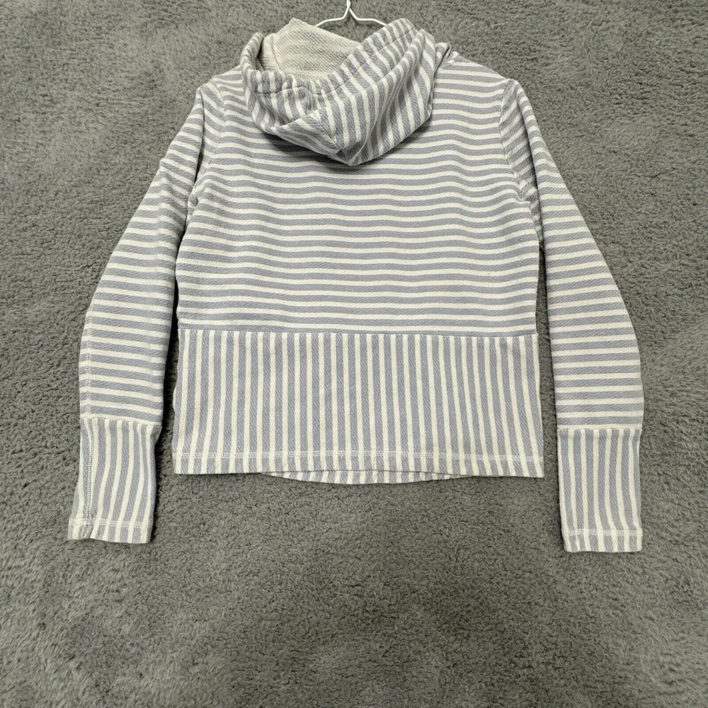 J.Crew Hoodie Sweatshirt Pullover White Blue‎ Stripe Women's Size Small